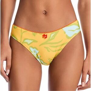 Solid & Striped Bikini Bottom Women’s Sz Medium Hibiscus Yellow Floral Beach NWT
